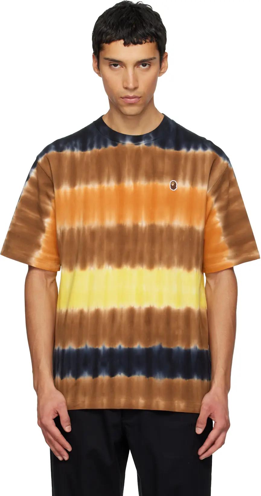 Brown Drip Stripe One Point T-shirt by BAPE