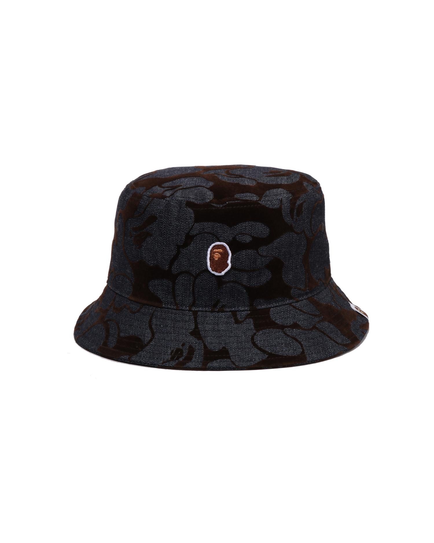 Camo Flocked Denim One Point Bucket Hat by BAPE