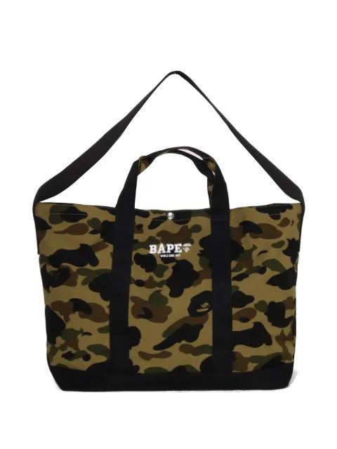 Camo camouflage-print logo-embroidered messenger bag by BAPE