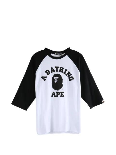 College logo-print raglan-sleeve T-shirt by BAPE