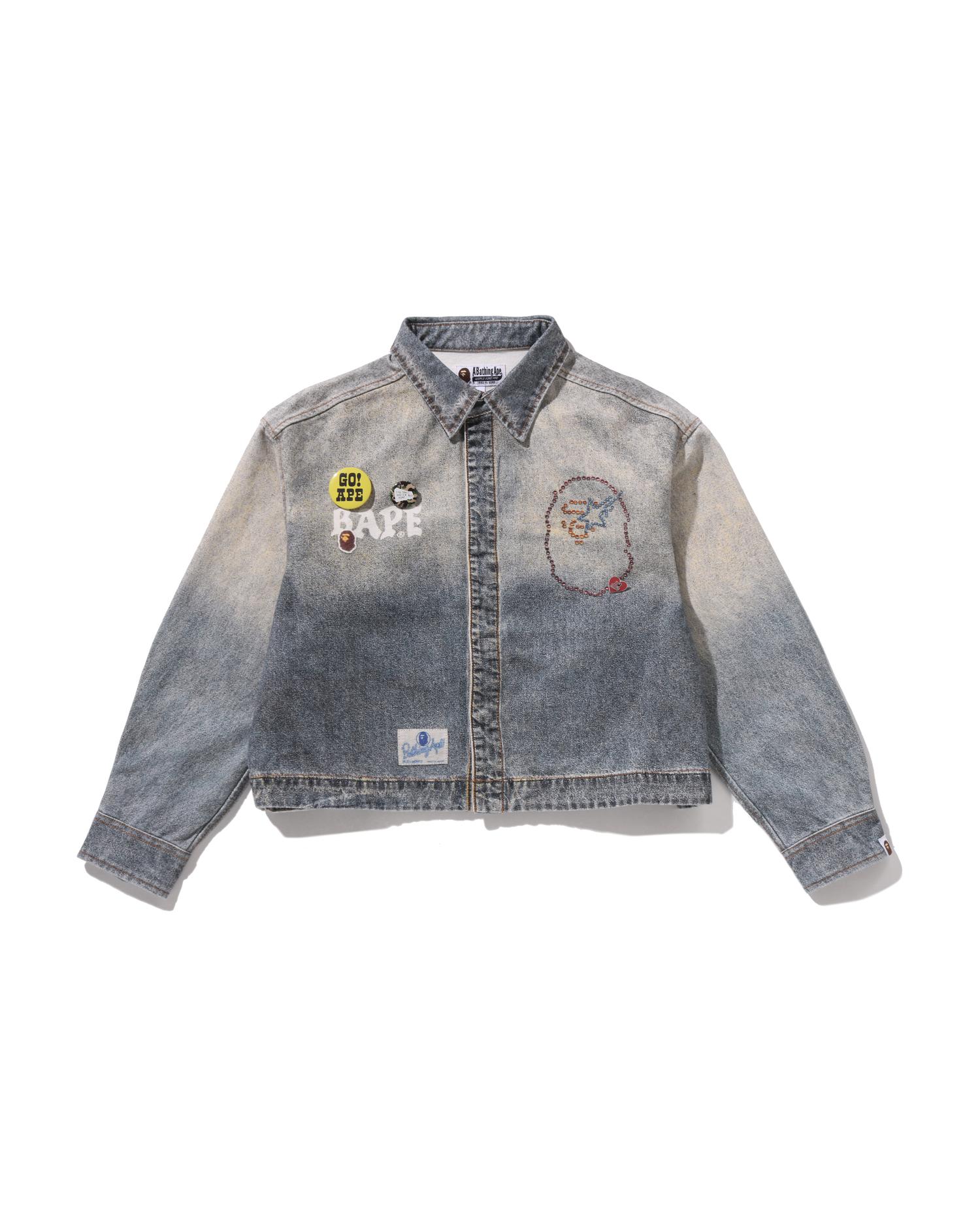 Fake Print Mult Logo Denim Cropped Shirt by BAPE