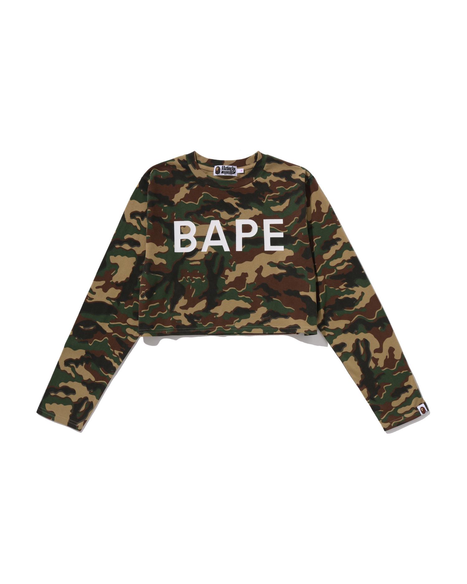 Glitch Woodland Camo BAPE Cropped L/s Tee by BAPE