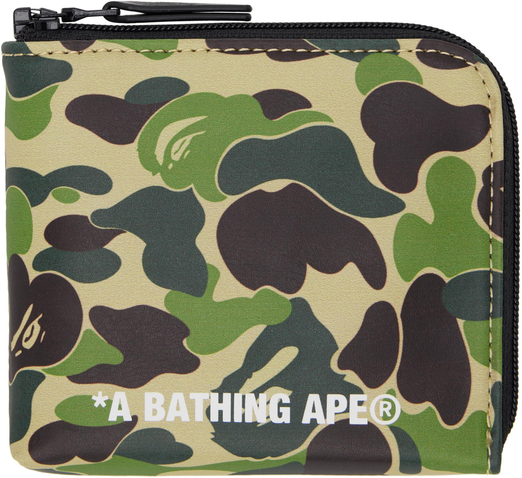 Green ABC Camo PU Leather Mini Zipped Wallet by BAPE Green ABC Camo PU Leather Mini Zipped Wallet by BAPE