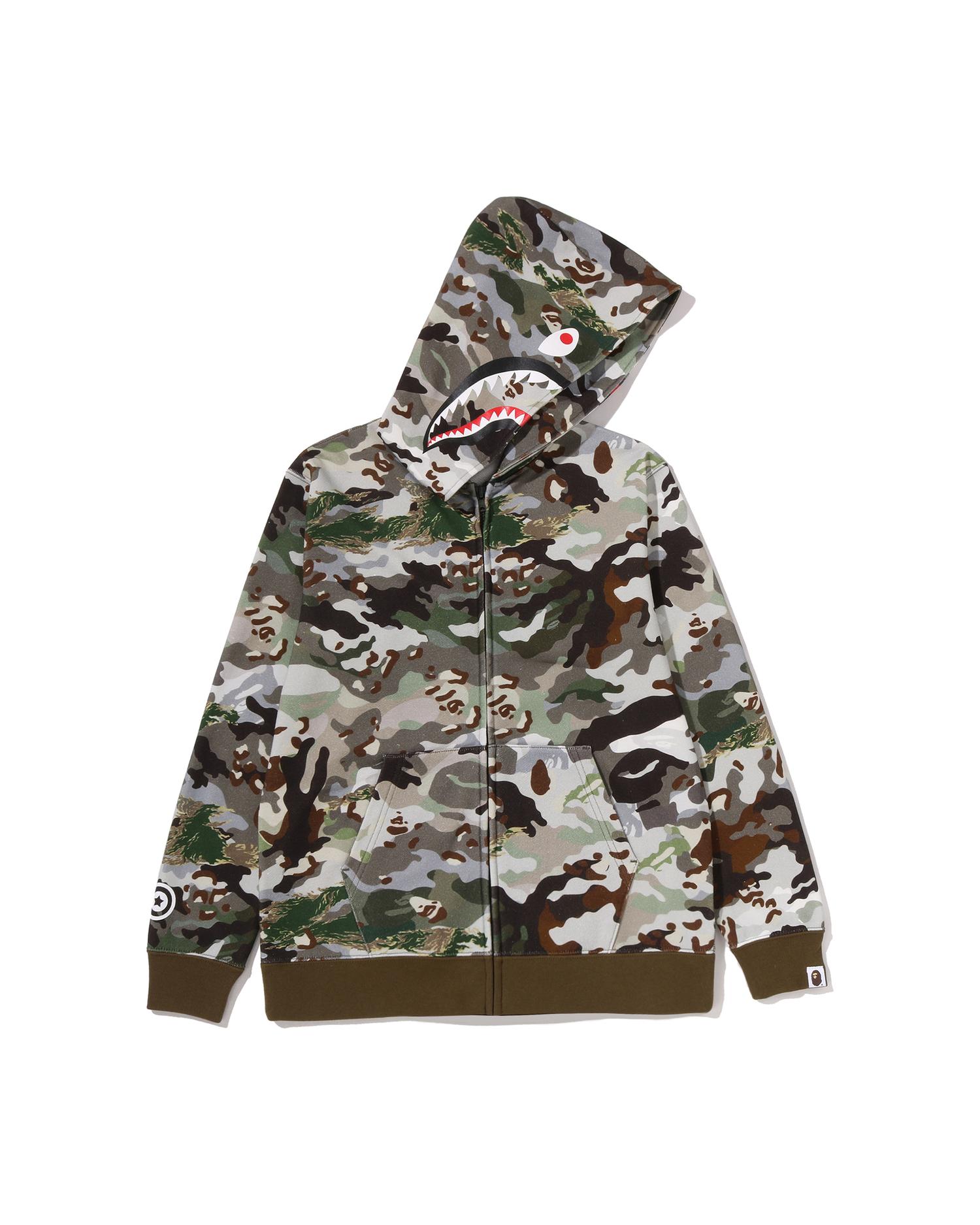 Junior Hybrid Camo Shark Zip Hoodie by BAPE