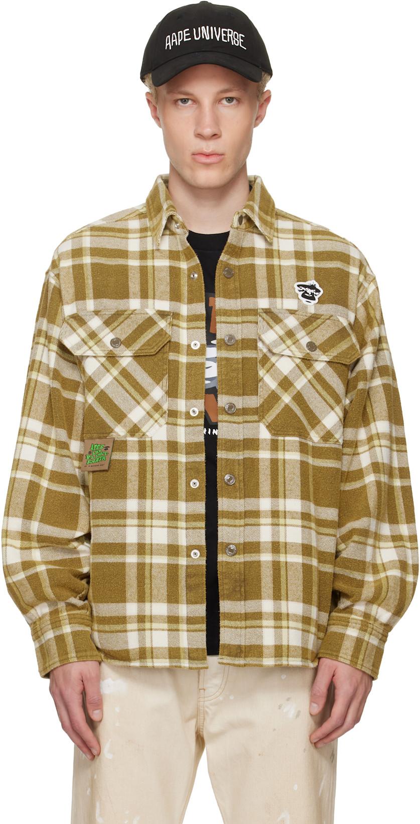 Khaki Moonface Check Long Sleeve Shirt by BAPE