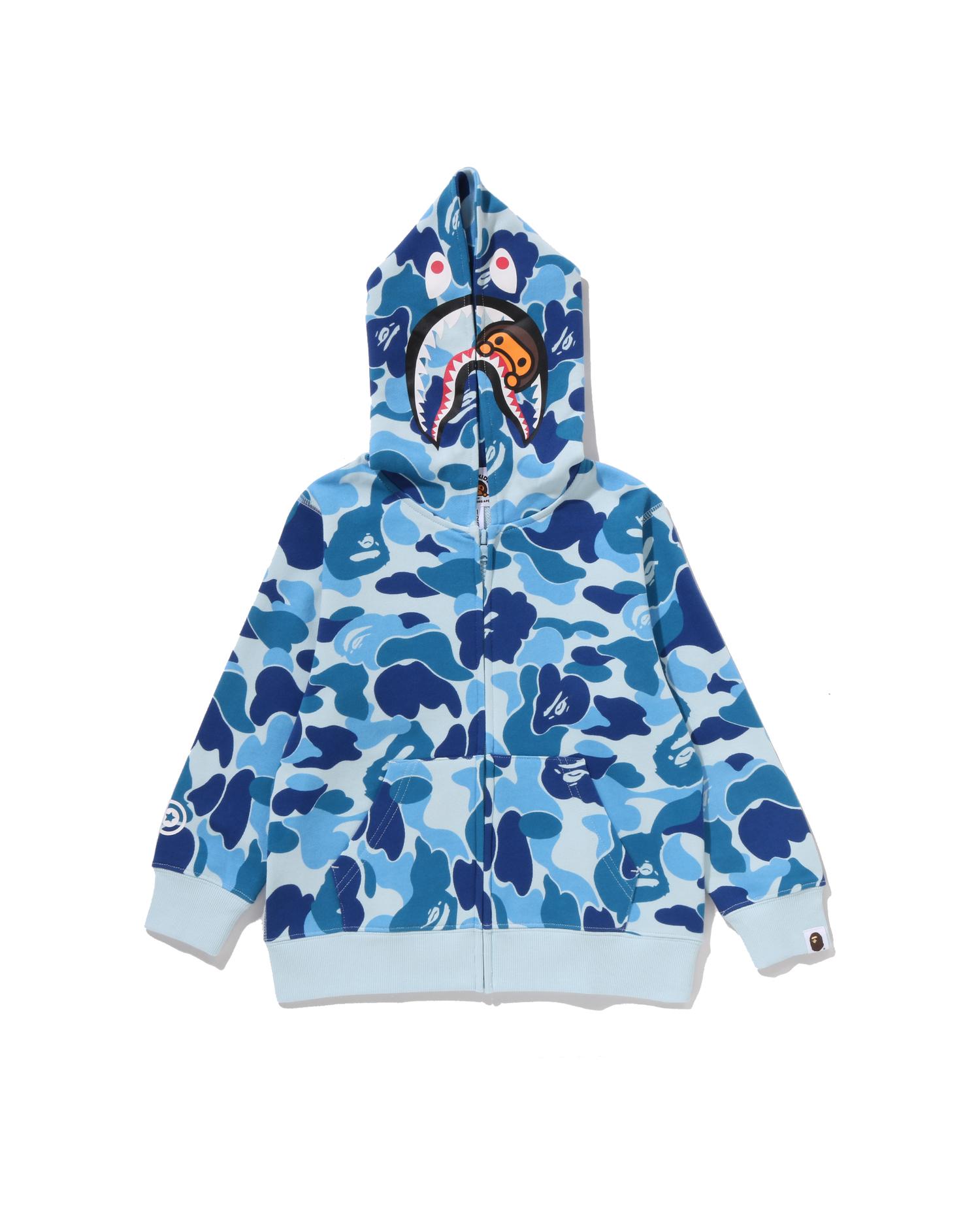 Kids Abc Camo Milo Shark Zip Hoodie by BAPE