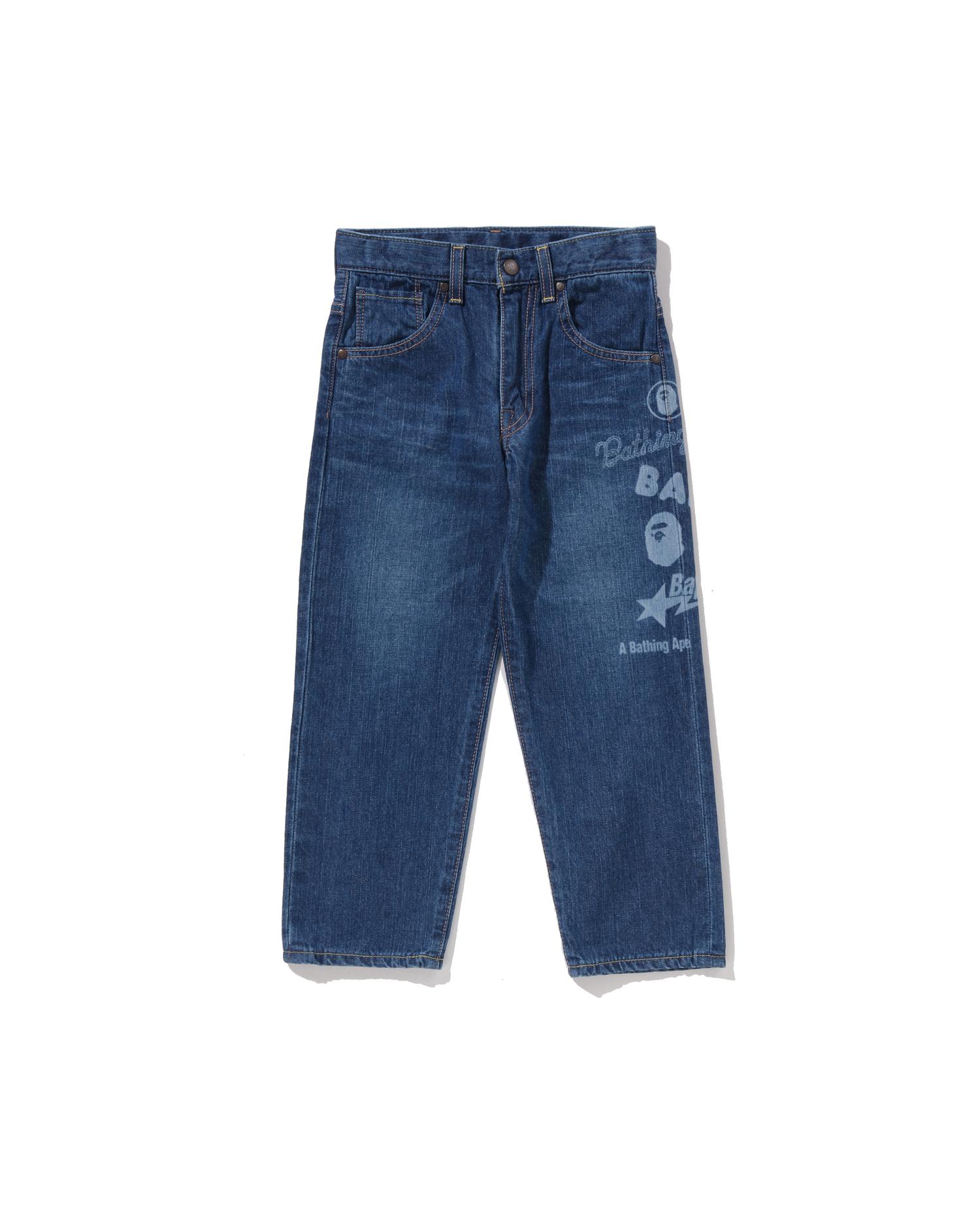 Kids BAPE Multi Graphics 10 Oz Denim Pants by BAPE