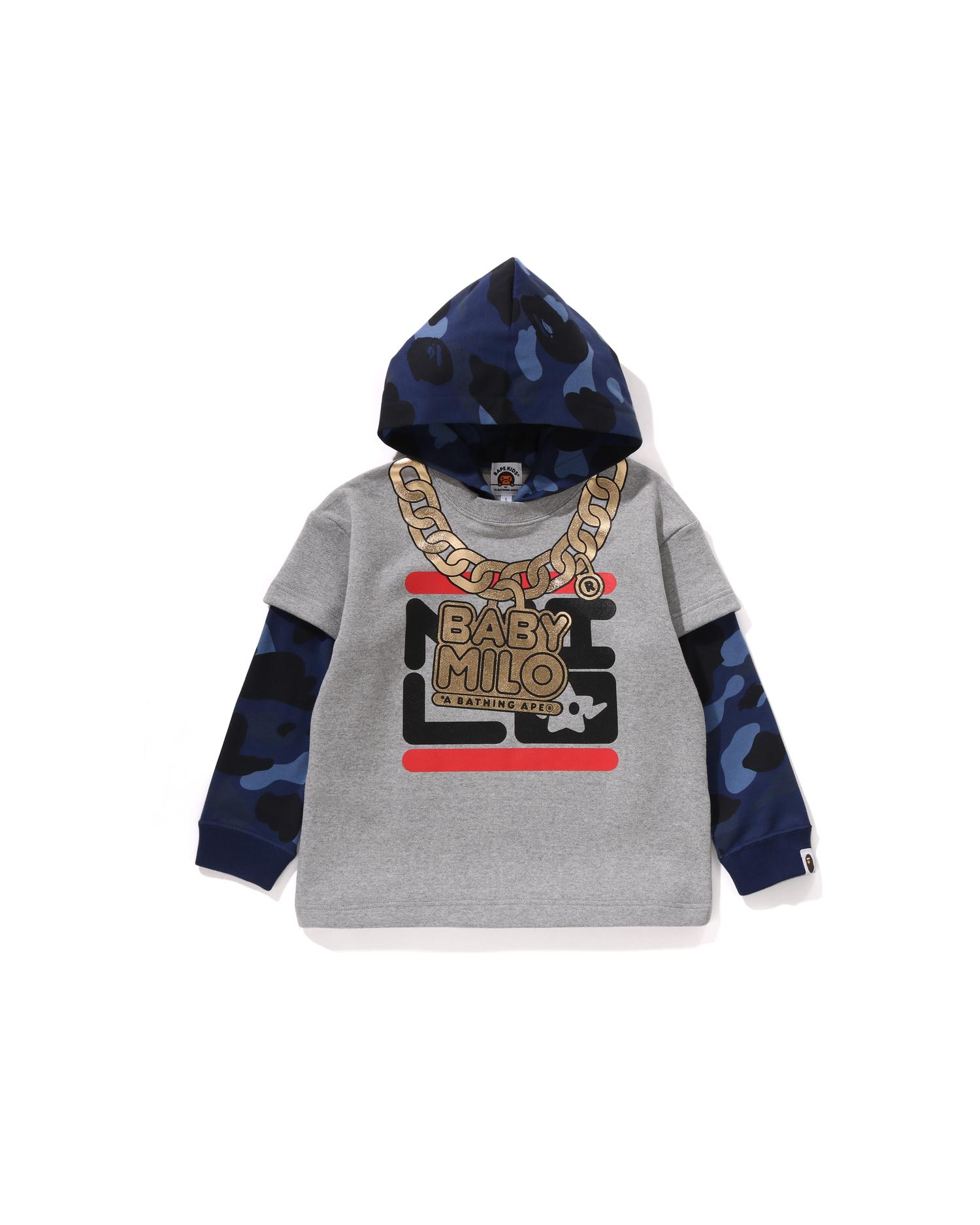 Kids Color Camo Layered Relaxed Fit Pullover Hoodie by BAPE