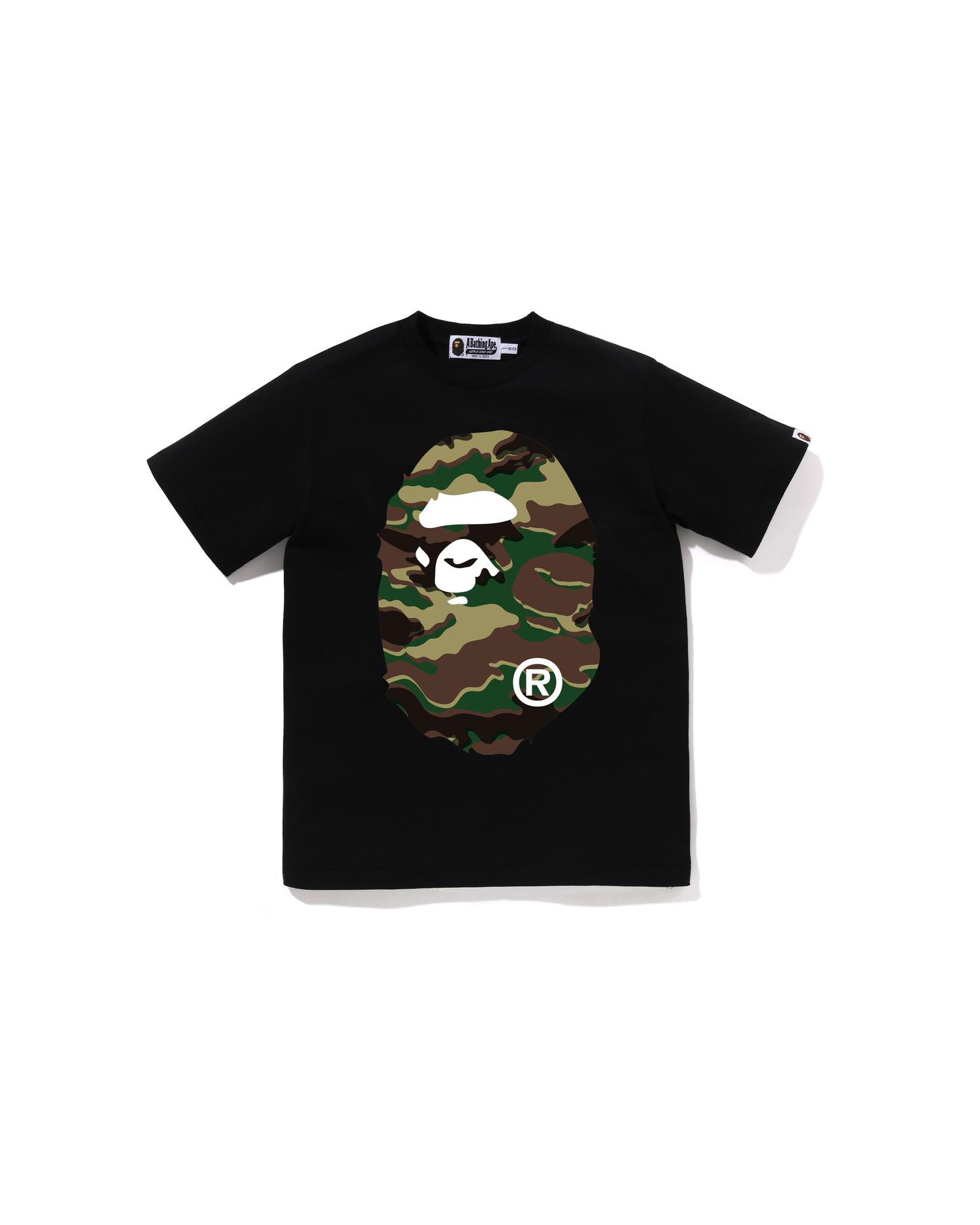 Kids Glitch Woodland Camo Big Ape Head Tee Jr by BAPE