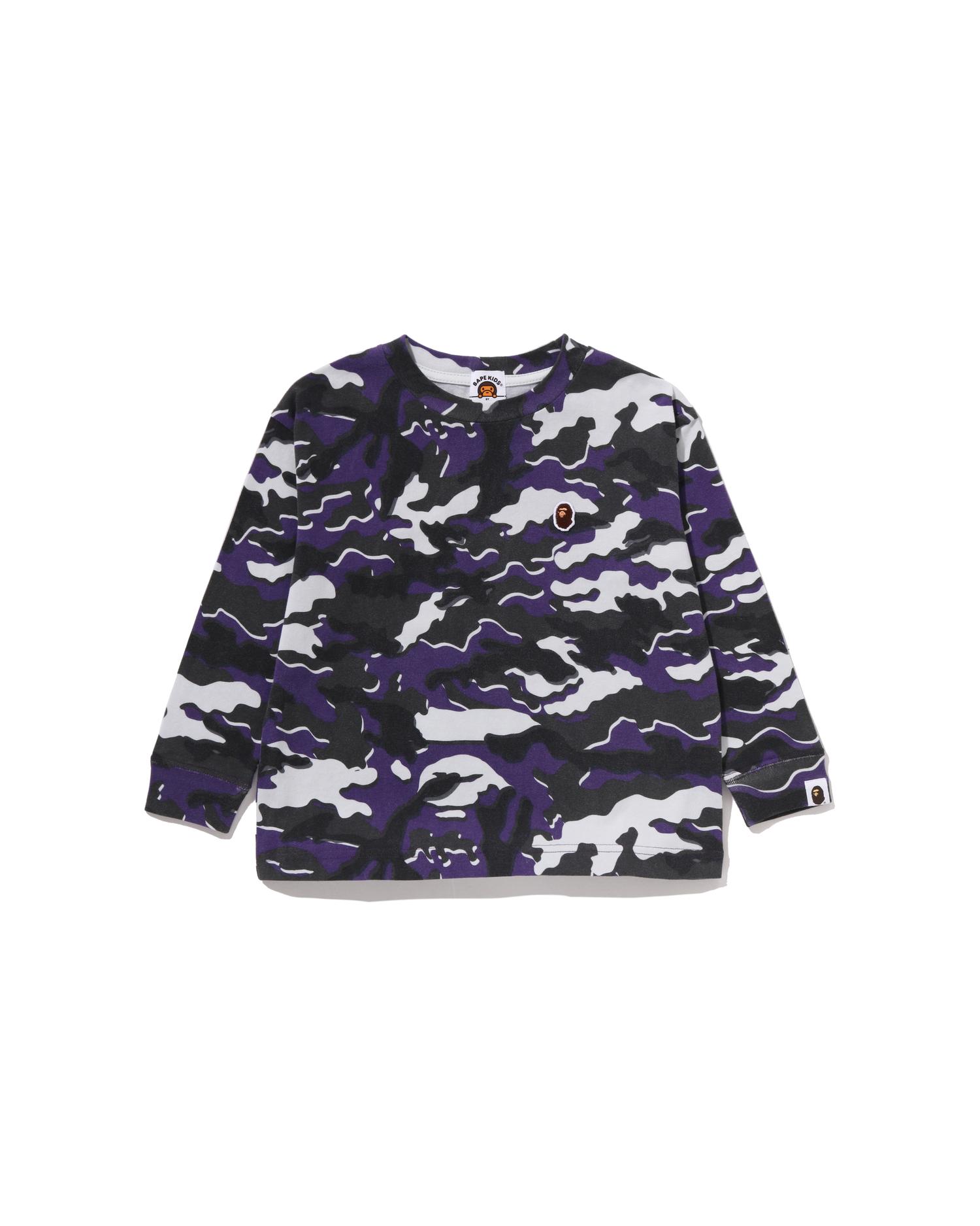 Kids Glitch Woodland Camo One Point Relaxed Fit Ls Tee by BAPE