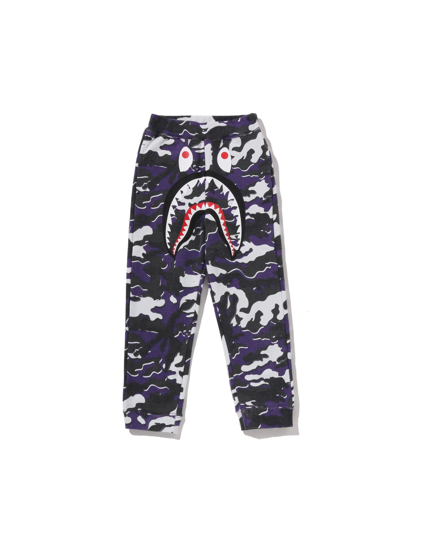 Kids Glitch Woodland Camo Shark Sweat Pants by BAPE
