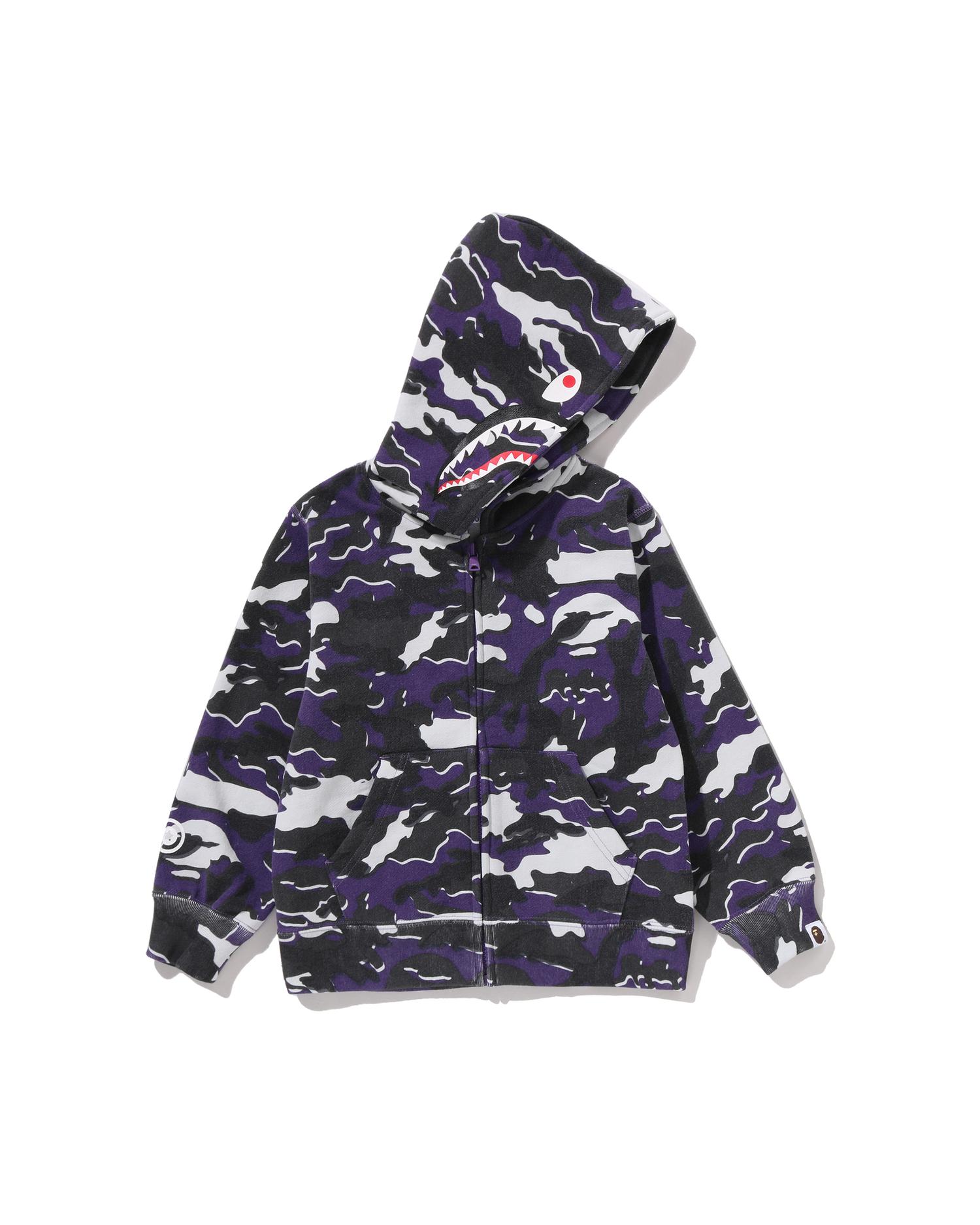Kids Glitch Woodland Camo Shark Zip Hoodie by BAPE