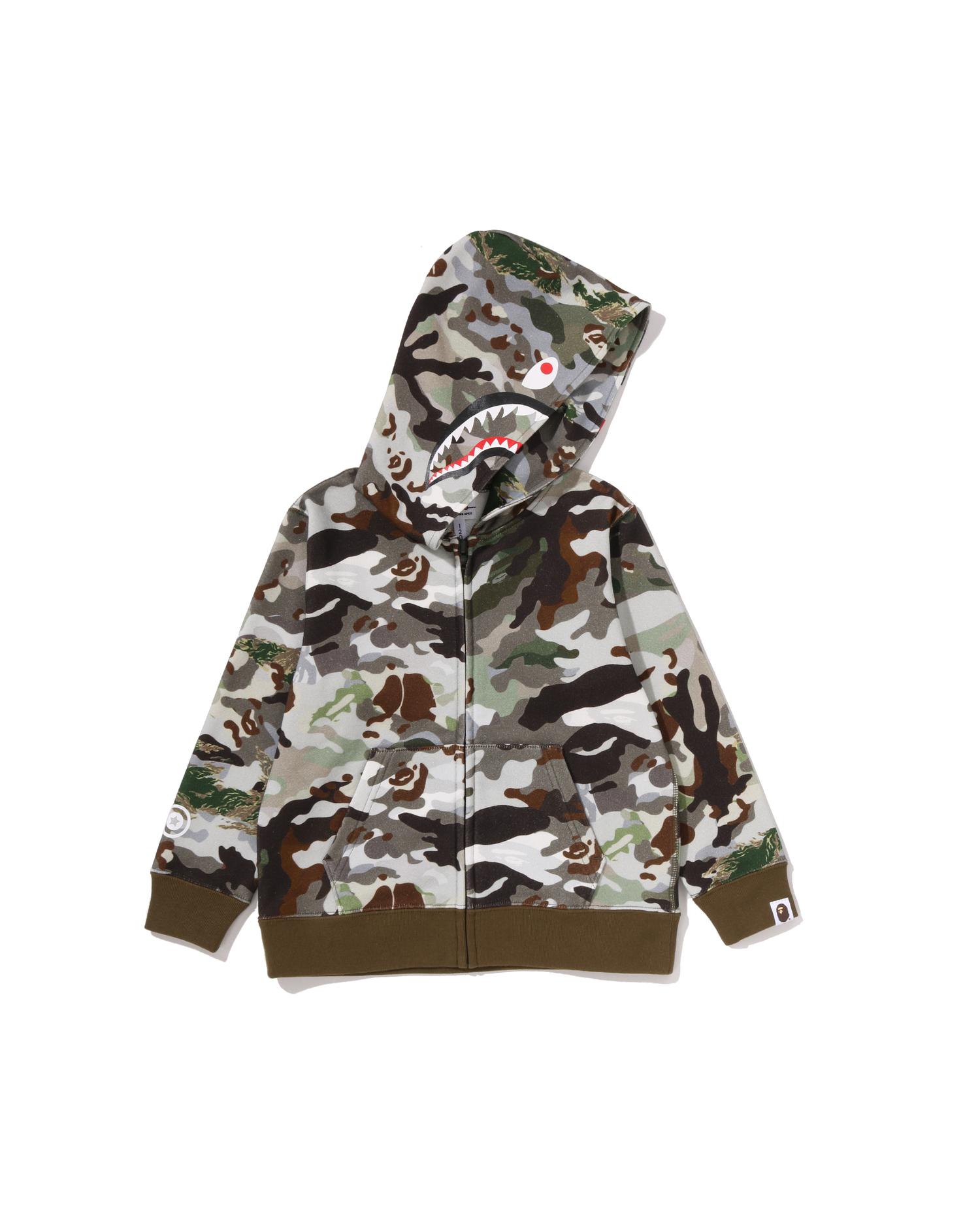 Kids Hybrid Camo Shark Zip Hoodie by BAPE