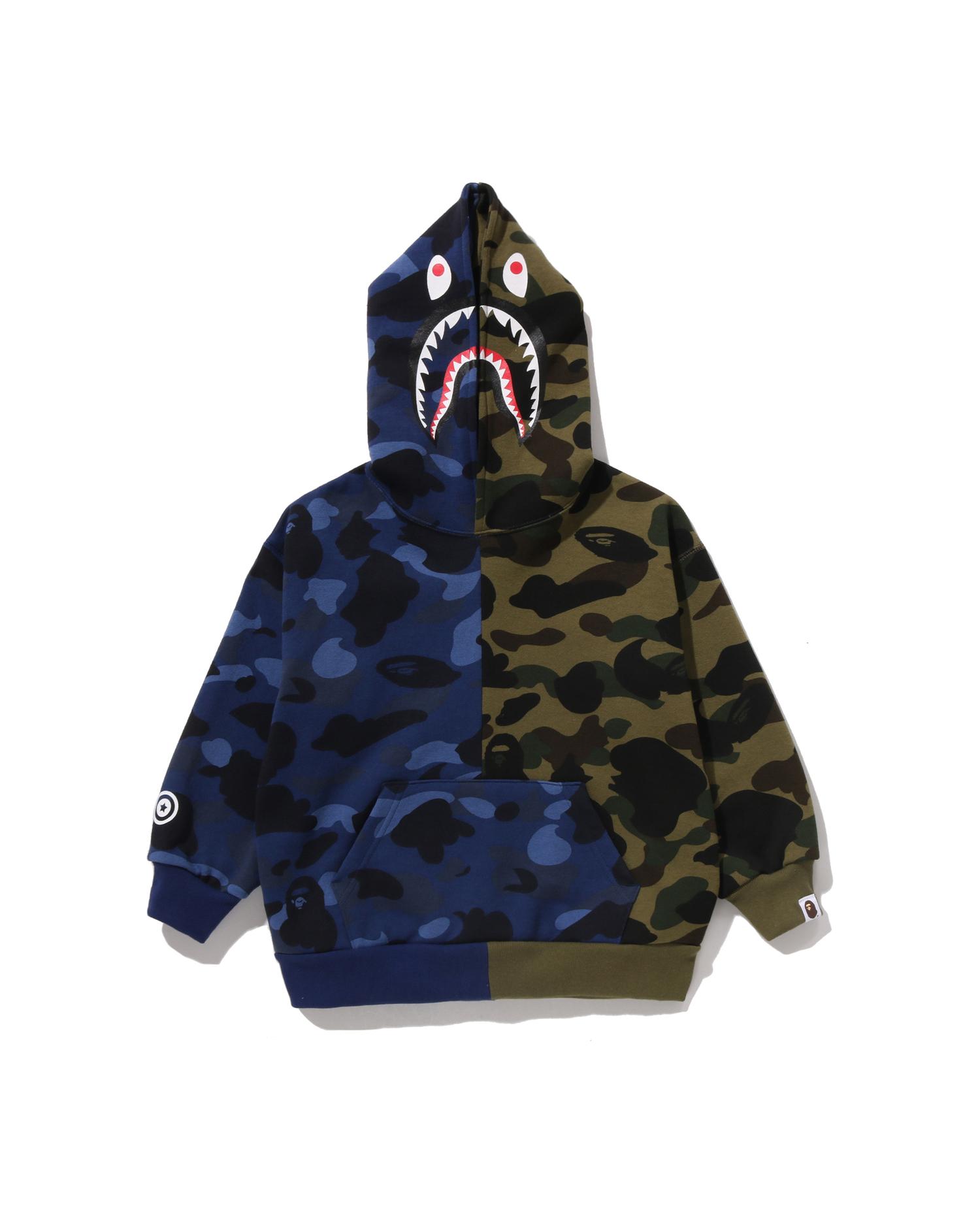 Kids Split Camo Shark Relaxed Fit Pullover Hoodie by BAPE