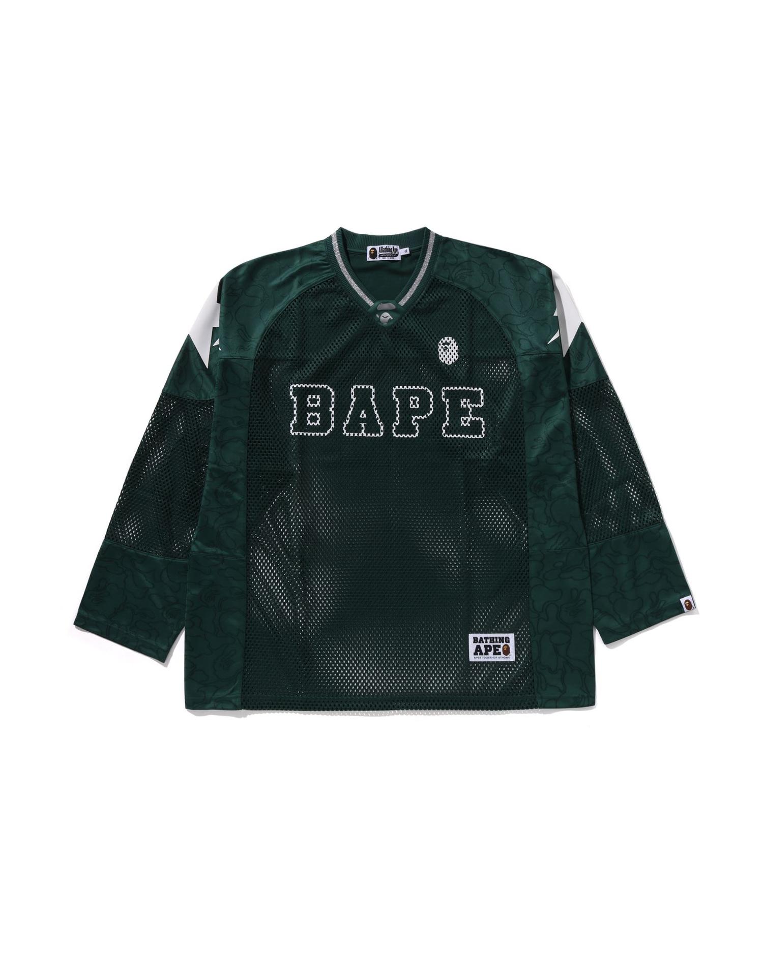 Line Camo Multilogo Relaxed Fit Football Jersey by BAPE Line Camo Multilogo Relaxed Fit Football Jersey by BAPE