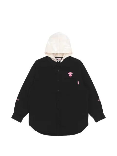 Moonface embroidered-logo hoodied shirt by BAPE