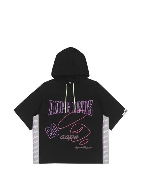 Moonface embroidered short-sleeve hoodie by BAPE