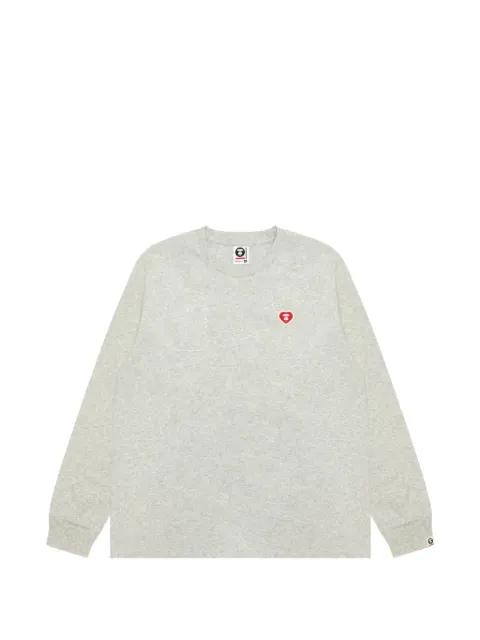 Moonface heart-patch long-sleeve T-shirt by BAPE