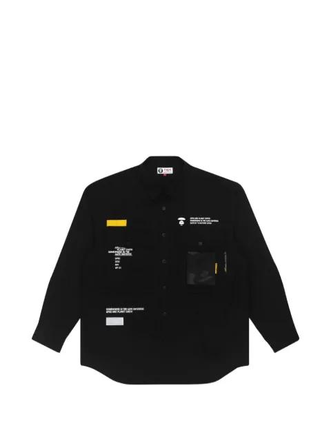 Moonface logo-print button-down cotton shirt by BAPE