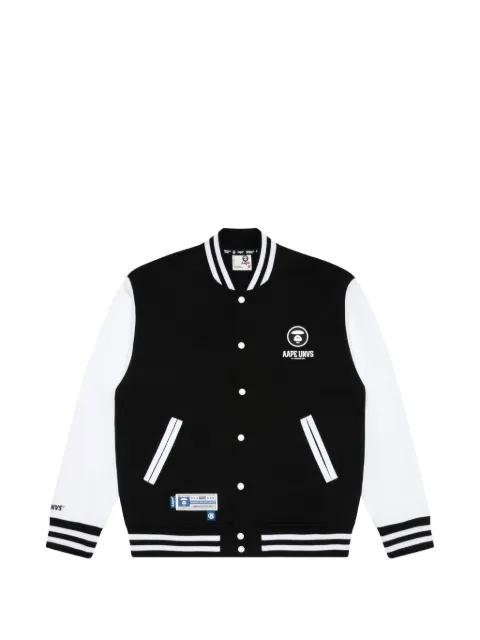 Moonface patch baseball jacket by BAPE