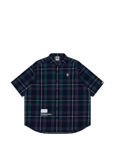 Moonface-patch check shirt by BAPE