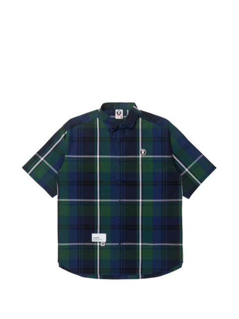 Moonface-patch plaid shirt by BAPE