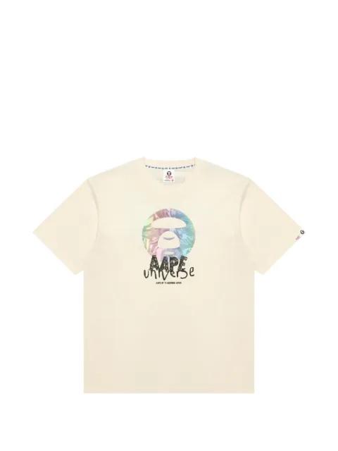 Moonface-print logo-patch T-shirt by BAPE