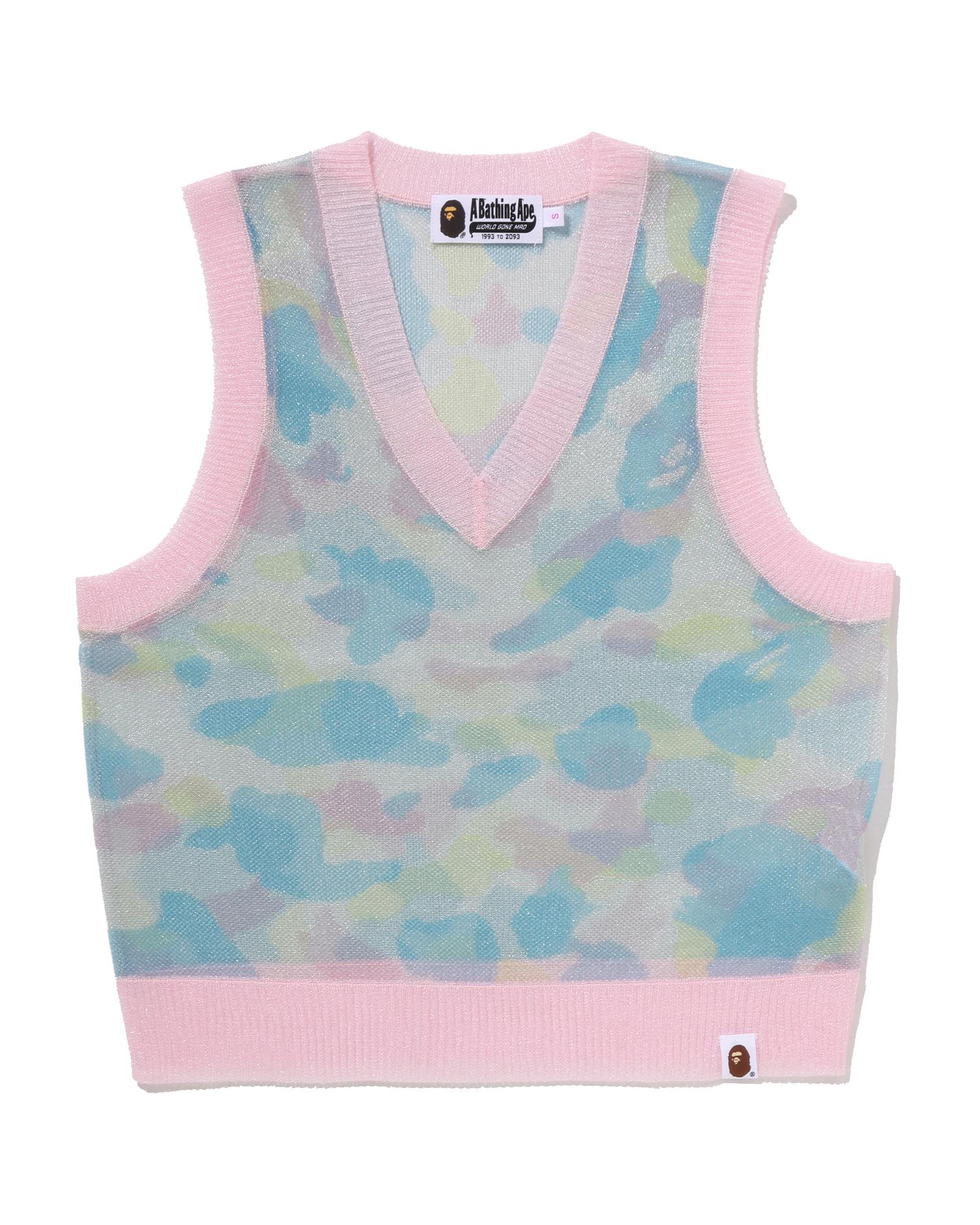 New Multi Camo Metallic Cropped Knit Vest by BAPE