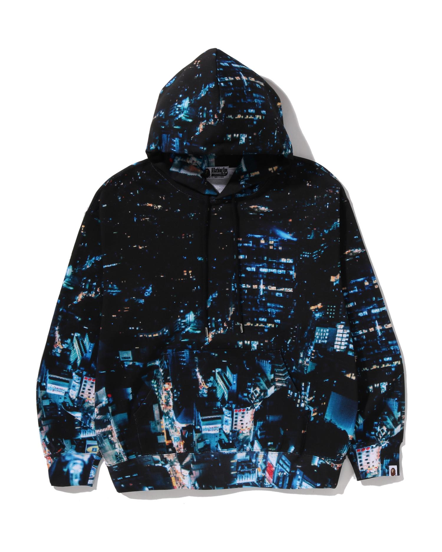 Overall Print Crease Relaxed Fit Pullover Hoodie by BAPE