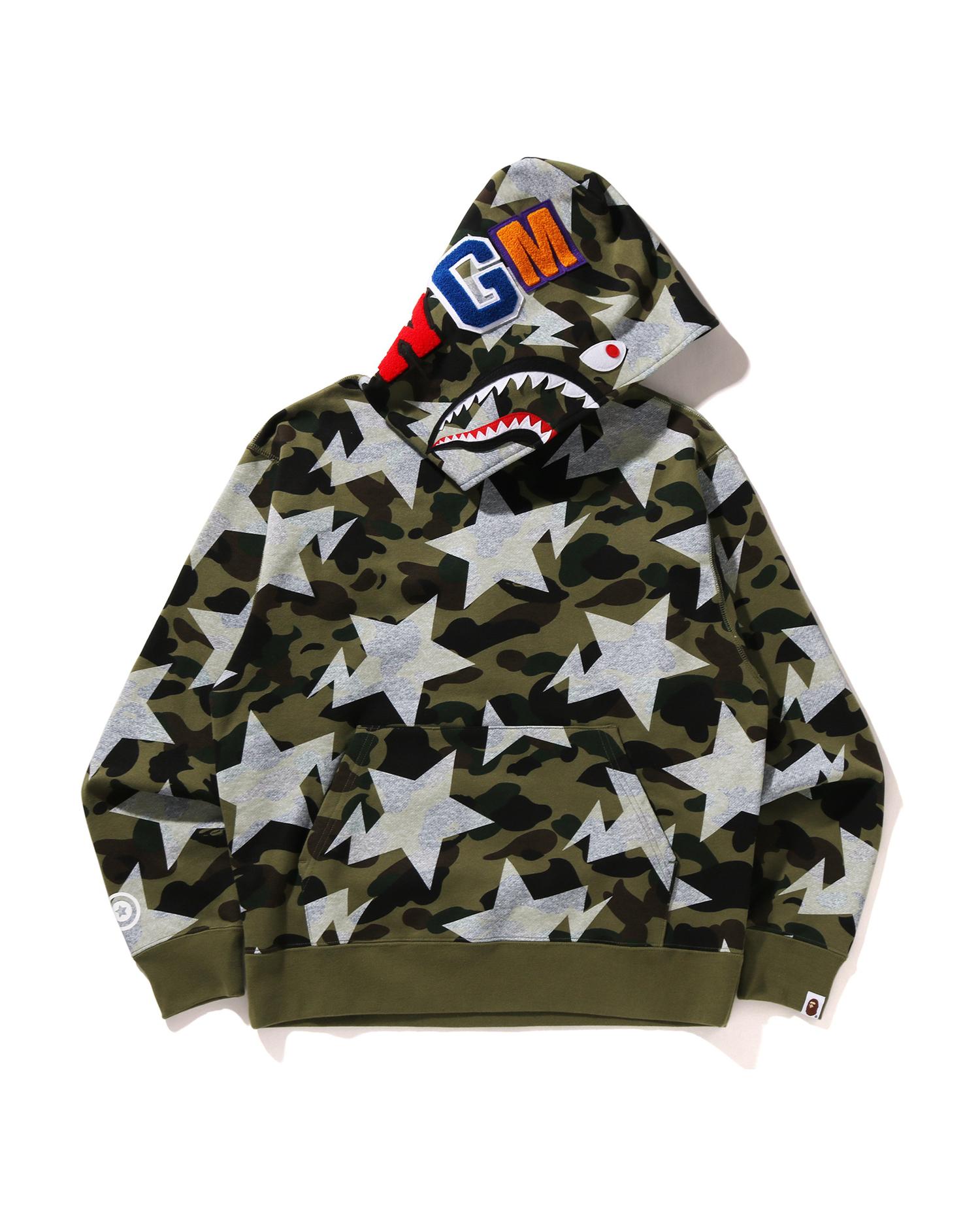 STA Over Print 1st Camo Shark Cropped Fit Pullover Hoodie by BAPE