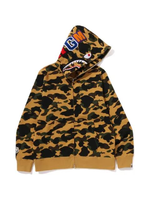 Shark camouflage-print zip-up hoodie by BAPE