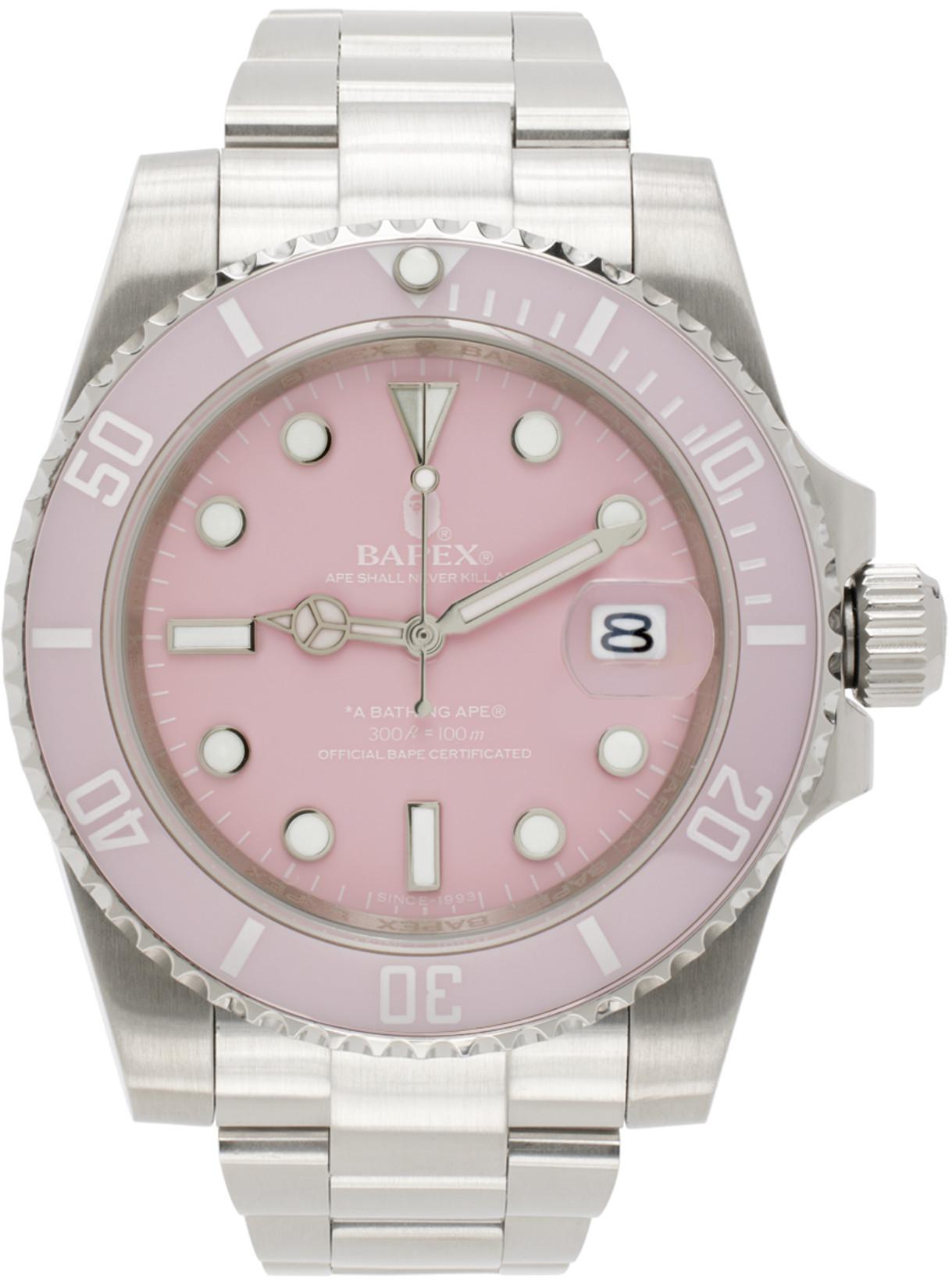 Silver & Pink Classic Type 1 Watch by BAPE | jellibeans