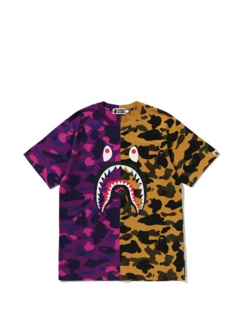 Split Camo Shark cotton T-shirt by BAPE