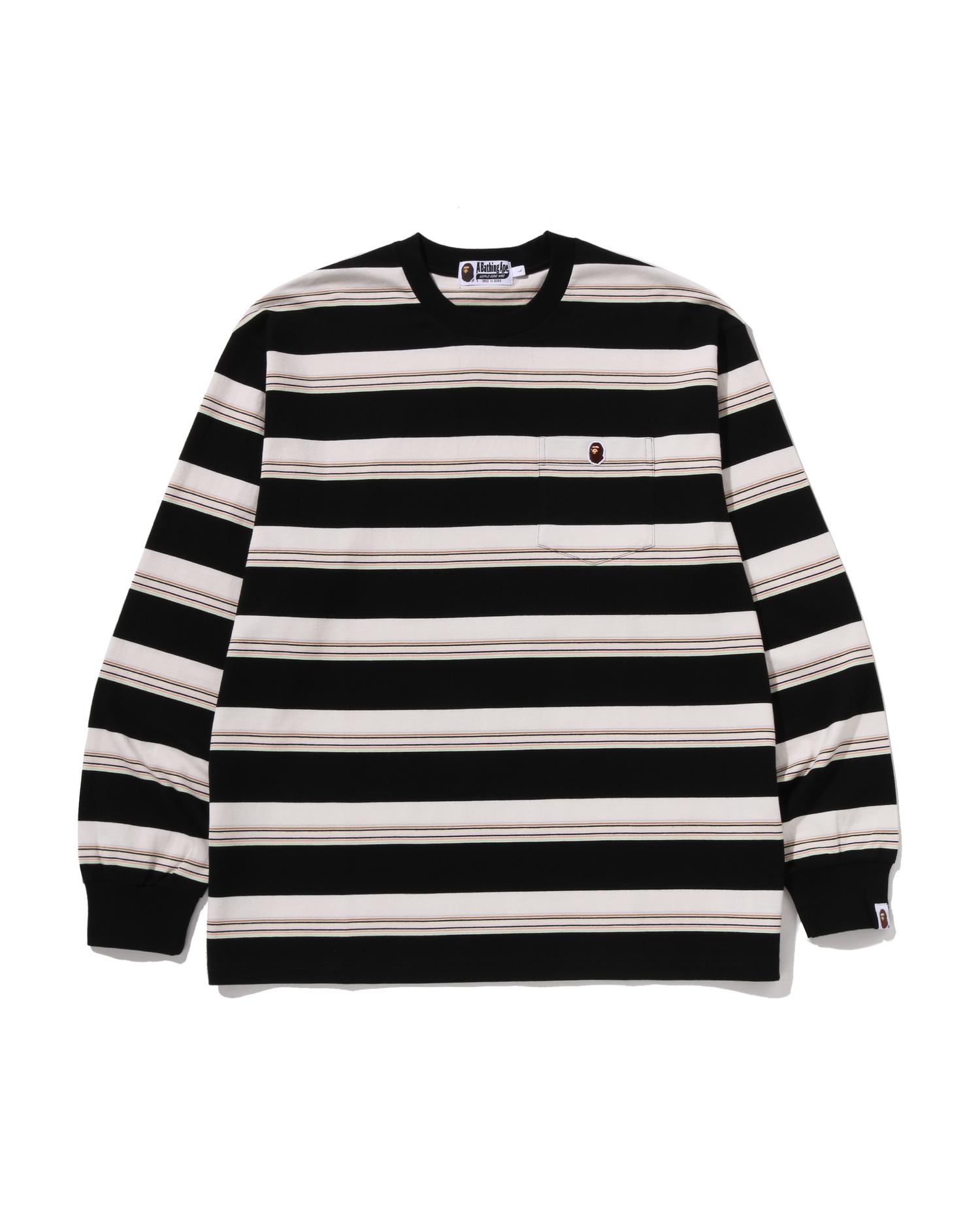 Stripe One Point Relaxed Fit Pocket Ls Tee by BAPE