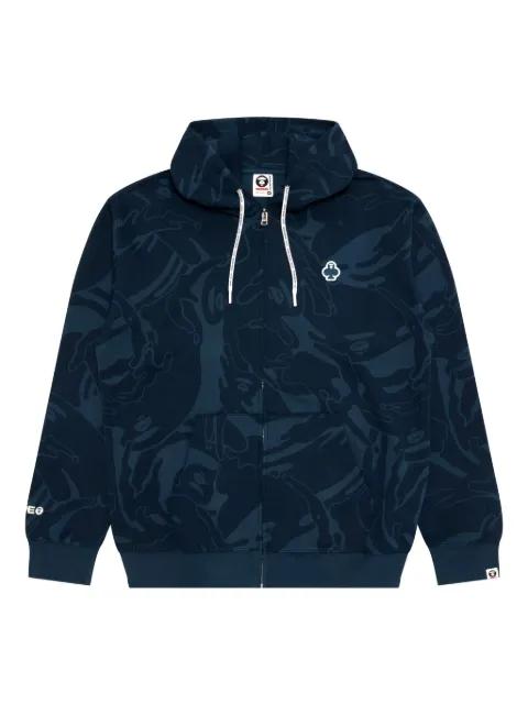 abstract-print zip-up hoodie by BAPE