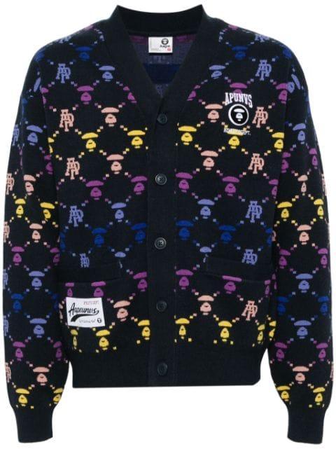 all-over logo print cardigan by BAPE