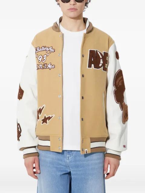 appliqué-detail varsity jacket by BAPE