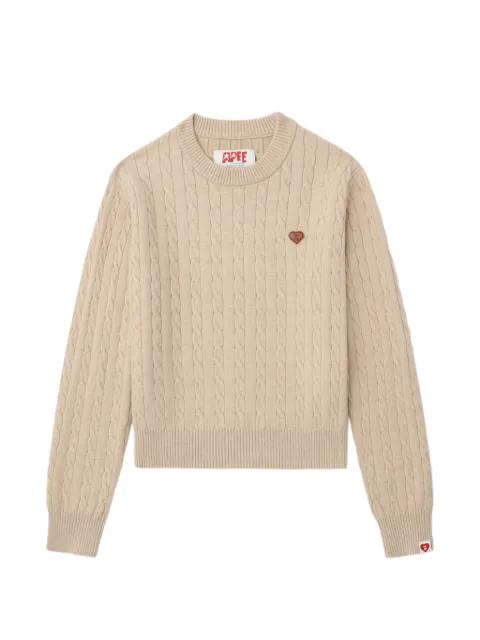cable-knit heart sweater by BAPE