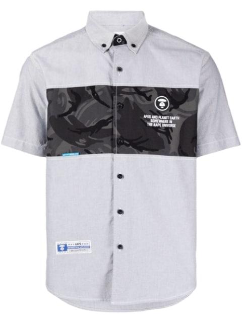camouflage-print logo-patch shirt by BAPE