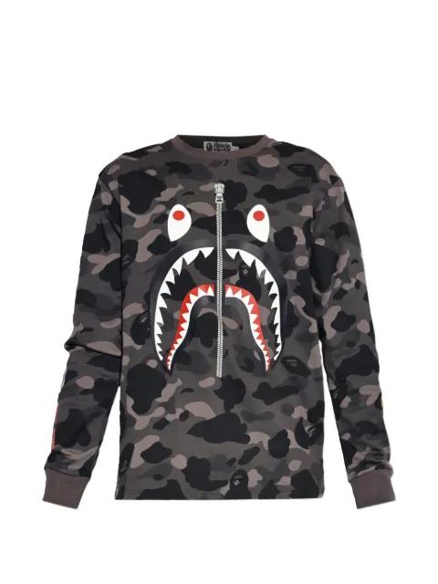 camouflage-print shark-detail T-shirt by BAPE