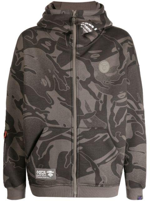 camouflage-print zip hoodie by BAPE