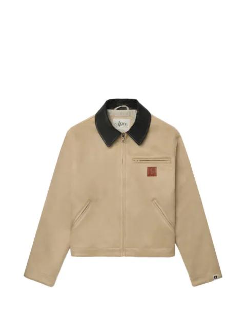 collared logo-patch jacket by BAPE