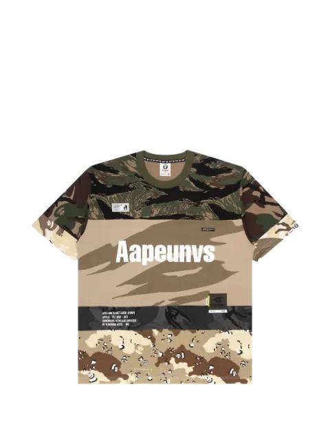 colour-blocked camo-print cotton T-shirt by BAPE