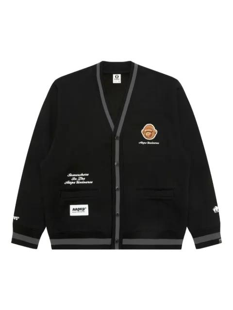 embroidered ape head ribbed trim cardigan by BAPE