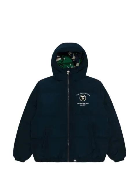 embroidered hoodied down jacket by BAPE