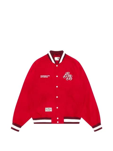 embroidered logo-patch varsity jacket by BAPE