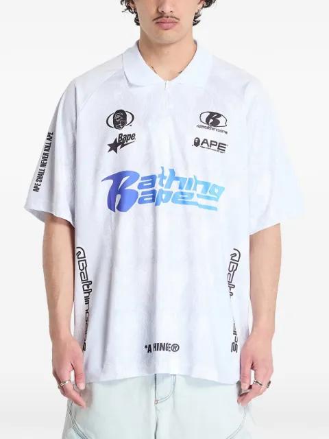 flame-print half-zip jersey by BAPE