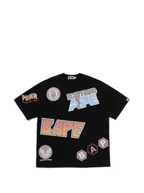 glitter-effect logo-patch T-shirt by BAPE