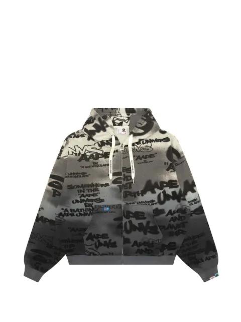 graffiti-print zip-up hoodie by BAPE