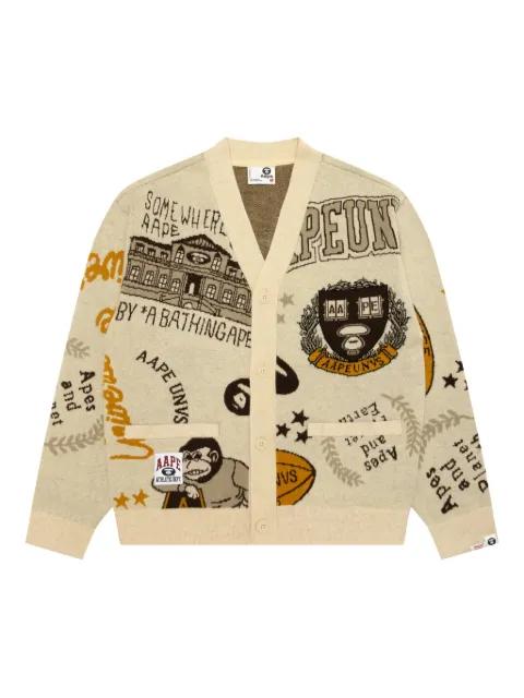 graphic-design buttoned cardigan by BAPE